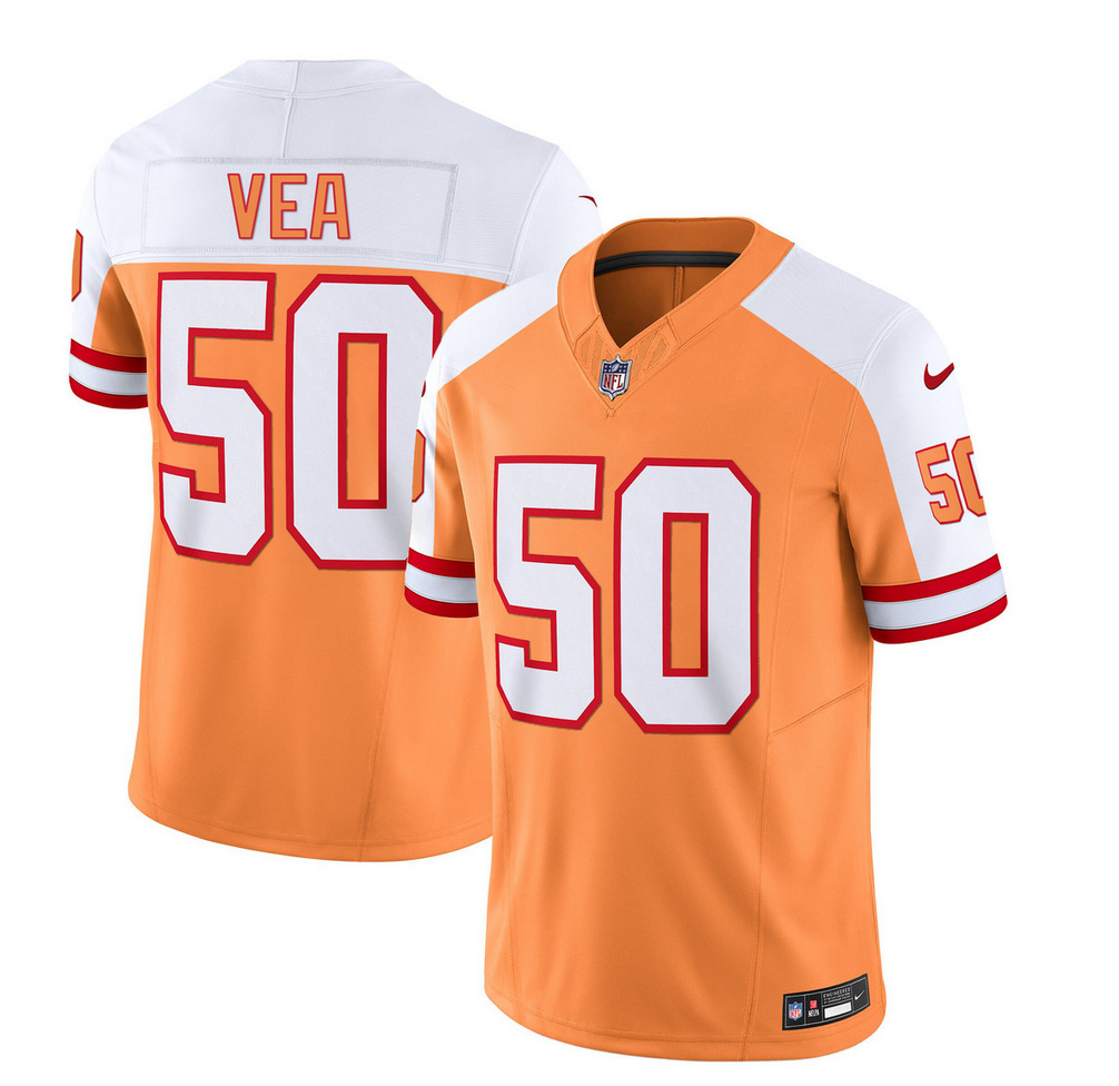 Men's Tampa Bay Buccaneers #50 Vita Vea 2023 F.U.S.E. White/Gold Throwback Limited Football Stitched Jersey
